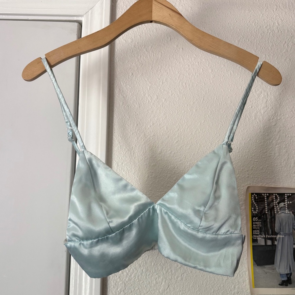 O-MIGHTY mint seafoam green satin bralette cropped tank top